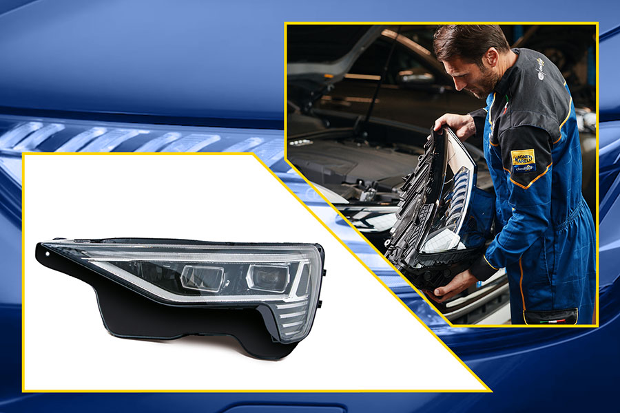 Magneti Marelli Checkstar technicus vervangt OE-koplamp op voertuig
